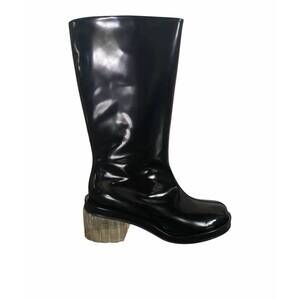 NEW SIMONE ROCHA women's clear heel rain boots in black